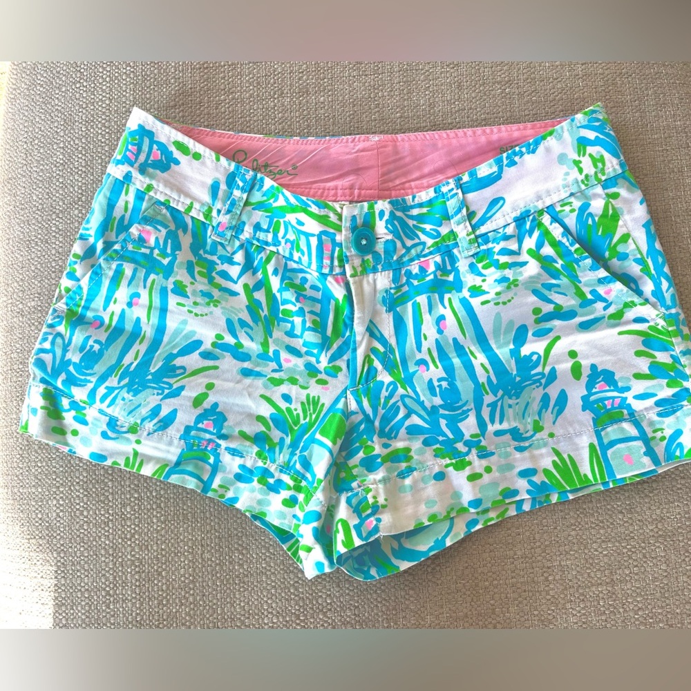 Lilly Pulitzer Blue and Green Walsh Shorts